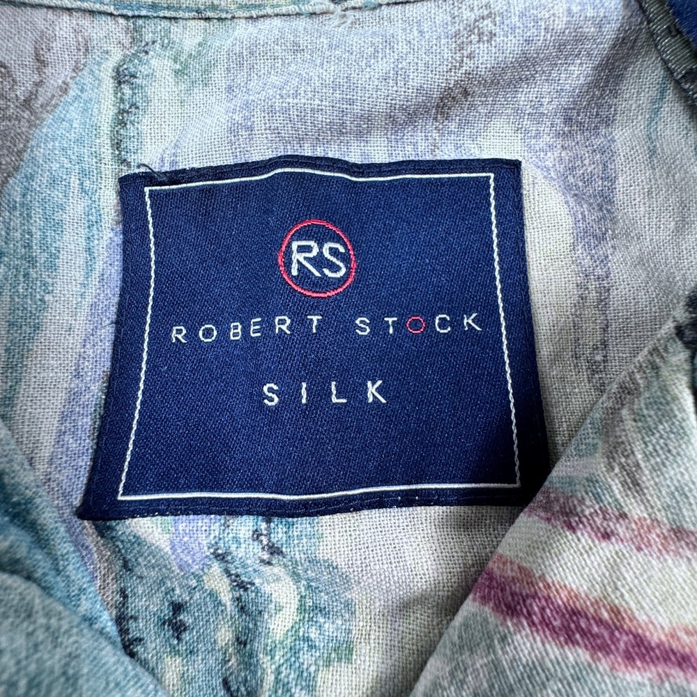 Robert Stock Mens Large Silk Hawaiian‎ Floral Short Sleeve Button Up Shirt - Picture 4 of 6